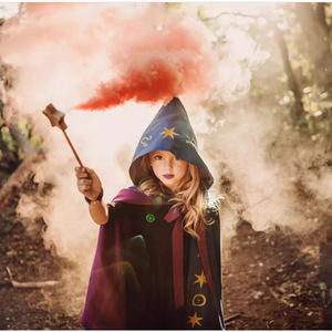 Haowu <b>Halloween</b> Kids Wizard Cape <b>Boys</b> Girls Cosplay <b>Costume</b> Black Magic Robe - Product Image 2