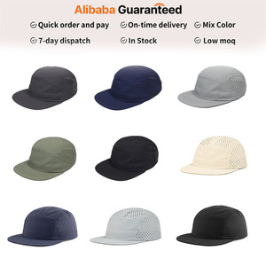 Thoáng Khí Tùy Chỉnh Laser Cắt Lỗ Đục Lỗ Hat Nhanh Chóng Làm Khô Trống Đồng Bằng Nylon Chạy Hat 5 Bảng Điều Chỉnh Mũ Cắm Trại Mũ - Product Image 3