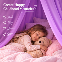 Moustiquaire de lit conique pliable pour enfants, style princesse, avec garniture à pompons, en coton écologique, toutes saisons, longueur de suspension au plafond