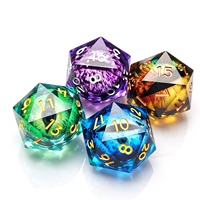 Dés à jouer géants en résine de 35 mm avec logo personnalisé, dés polyédriques D20 à bords tranchants avec œil rotatif pour jeux de rôle sur table