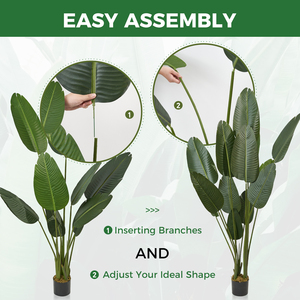 Artificial Bird of Paradise Plant 72" Faux Traveler's Palm <b>Tree</b> with <b>Pot</b> Realistic Tropical Wedding Decor UV Resistant Indoor - Product Image 4