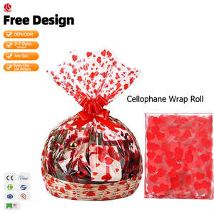 Rouleau de <span class=keywords><strong>film</strong></span> cellophane transparent, <span class=keywords><strong>film</strong></span> souple pour cadeaux de Noël, paniers, arts et artisanat, rouge transparent, épaisseur 3 mil, lot de 12 - Product Image 1