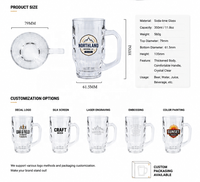 Chope à bière classique transparente sans plomb personnalisée avec impression de logo, base lourde, pour bar, restaurant, brasserie, cadeau