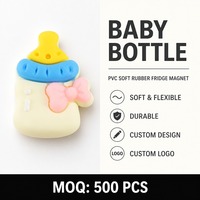 Aimant de réfrigérateur personnalisé en PVC souple 3D en forme de biberon, souvenir de naissance, autocollant décoratif pour réfrigérateur et mémo