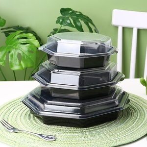 Restaurante ecológico de alta calidad, plástico <span class=keywords><strong>Rectangular</strong></span> negro, eliminación de PS, contenedor de ensalada para llevar comida - Product Image 1