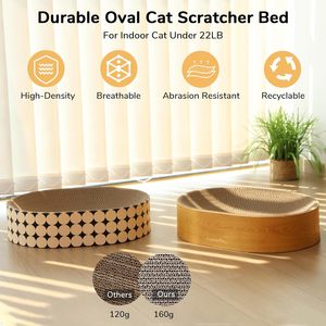 <span class=keywords><strong>FUKUMARU</strong></span> Classique Écologique Chat Scratcher Carton Salon Lit 2-en-1 Scratch Pad Ovale Intérieur Durable Salon Toutes Saisons - Product Image 3