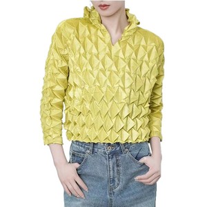 Nuova Blusa Lunga Plissettata 3D Irregolare Fatta a Mano Stile Vintage Casual da Donna Primavera Estate 2026 - Top Plissettato Miyake Regolare - Product Image 5