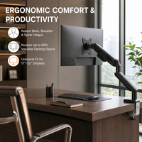 Nouveau support de bureau pour écran unique, idéal pour le télétravail et les dortoirs, capacité de 10 kg, bras de moniteur 17-32 pouces, gestion des câbles, métal noir