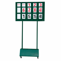 Tableau de score de tennis professionnel sur pied avec cadre en aluminium, design à fentes et roulettes pour clubs, académies et terrains