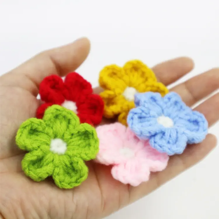 Custom Handmade Crochet Flower Appliques Sewing Bow decorative handmade flowers for dresses