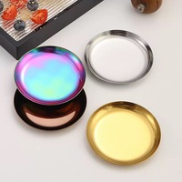 10cm Rond dienblad van roestvrij staal voor snacks, snoep, sieraden, cosmetica, op maat gemaakte metalen fruit- en taart serveerschalen