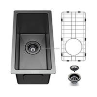 Évier de cuisine sous plan Kferfft pour camping-car, 15x12 pouces, acier inoxydable, évier simple, petit évier avec robinet et accessoires, conçu pour le bar de camping-car