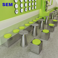 Conjunto de Mesa, Silla y Banco de Estilo Industrial SEM para Cafetería, Asiento de Acero Inoxidable, Combinación de Sofá para Hoteles, Muebles para Cafeterías
