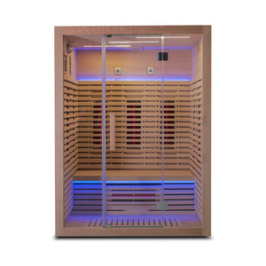 Moderne Hemlock Infrarot-Innen sauna für <span class=keywords><strong>3</strong></span> Personen Trocken dampf funktionen mit Bedienfeld und Sprechern zum Verkauf - Product Image 1