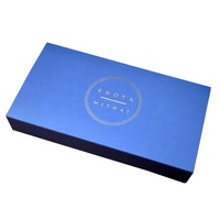 Boîtes d'emballage de macarons bleus écologiques à succès commercial, logo personnalisé, estampage à chaud en feuille, boîte cadeau pour chocolat