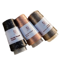 Joy/DIY Pelote de fil à tricoter artisanal en acrylique mélangé filé à la main, pour pulls, avec paillettes irisées or et argent et motifs floraux, fil coloré