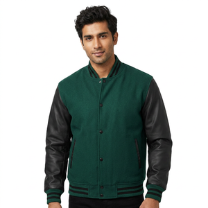 Chaqueta Bomber Verde Ajustada para Hombre 2024, Chaqueta Casual de Forro Polar con Patrón 3D, Manga Larga, Estilo Béisbol, Primavera/Otoño, Tejido Acolchado - Product Image 1
