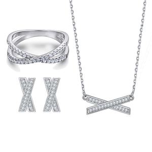 Jewelry Set X Shape Sterling Silver Set Prong Setting - Product Image 1