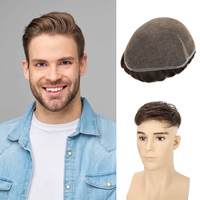 TOPUNIQUE 8''x10'' Complet en Dentelle Suisse Cheveux Indiens Remy Homme Perruque Prothèse Topper Patch Ligne Frontale en V