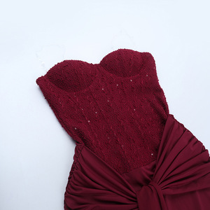 Robe de soirée longue pour femme en polyester, nouveau style occidental, avec bustier à ruban fluide, cintrée à la taille, amincissante, élégante et unie - Product Image 6