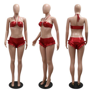 Nuovi prodotti in tinta unita Bustier con lacci Ultra Short Top e Shorts Sexy Set in due pezzi per <span class=keywords><strong>donna</strong></span> Sehe Fashion - Product Image 2