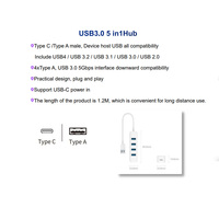 5 in 1 3 Adaptor Usb Usb 3.0 Tipe-c Pd 4 in 1 Hub c 3.0 Hub Adaptor Usb c untuk Smart Home Hub