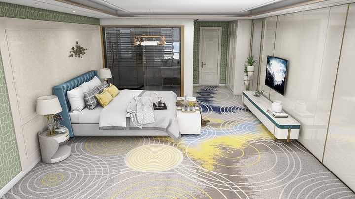 Customized Pattern and Color Wool and Nylon 3D Printed Axminster Wall to Wall Hotel Carpets From Carpet Supplier