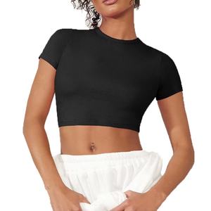 Camisetas de Verano Personalizadas Ecológicas de Algodón Tejido para Mujer, Camisetas de Manga Corta para Chicas, Lisas, Suaves, Transpirables y de Secado Rápido - Product Image 1