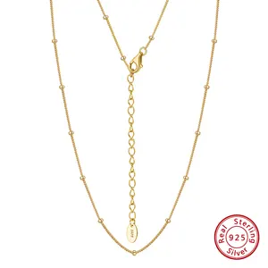 RINNTIN SC Sterling Silver Gold Cuban Link Chain Necklaces For Women Men Cadena De Plata 925 Fine Jewelry