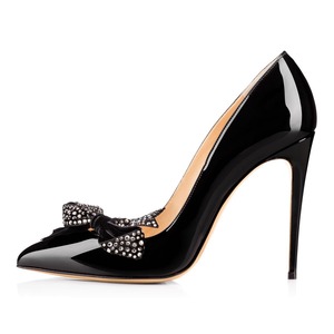 Chaussures habillées à talons hauts <span class=keywords><strong>pour</strong></span> femmes avec perles classiques en strass et nœud papillon à talons fins <span class=keywords><strong>pour</strong></span> les mariages d'été à bout pointu - Product Image 3