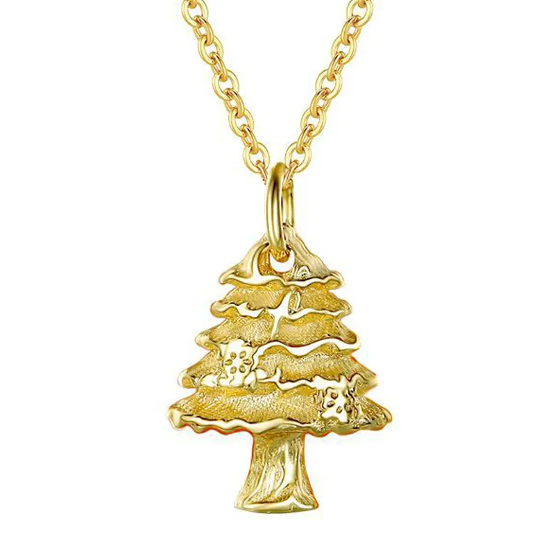 Модная изящная Рождественская елка кулон 925 стерлингового серебра ювелирные украшения, 18K, позолота рождественское ожерелье подарок