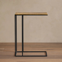 Table basse rectangulaire pour salon, table à café sophistiquée en métal vieilli