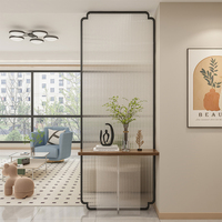 Paravent mobile en verre trempé à effet d'ondulation, panneau décoratif en métal de style chinois moderne