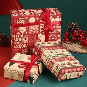 Carta da regalo addensata di Natale, albero di Natale, alce, confezione regalo, imballaggio, commercio all'ingrosso