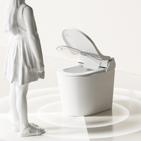 Cuvette de toilettes électrique intelligente à double chasse, télécommande, en céramique et ABS, à poser au sol, avec détection au pied pour un chasse automatique, pour la maison