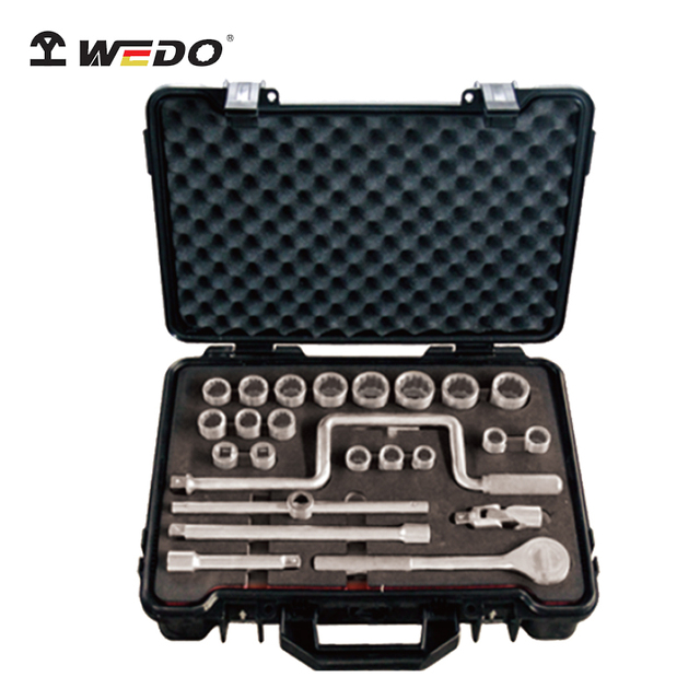 WEDO Corrosion Resistance & Toughness 304/420 Corrosion Resistant Stainless 1/2" Dr Socket Set-24pcs