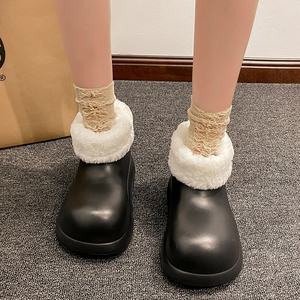 Hiver nouvelle arrivee style bottes de neige femmes couleur pure casual chaussures rembourrées en coton polaire doublé épaissi chaleur tech bottes - Product Image 3