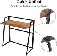 Échantillon GRATUIT - Bureau d'ordinateur pliable moderne pour adolescents, étudiants, dortoirs, bureaux d'étude en bois de teck, bureau pliable facile à plier ou à déplier