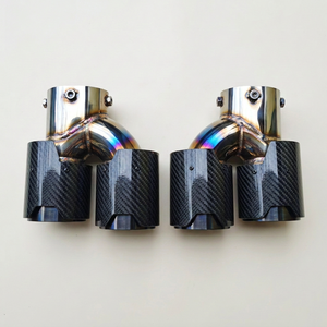 Embouts d'échappement quadruples en fibre de carbone brillante pour BMW 340i G20 M340i, remplacement de tuyau d'échappement avec intérieur en acier inoxydable, ajustement OEM - Product Image 4
