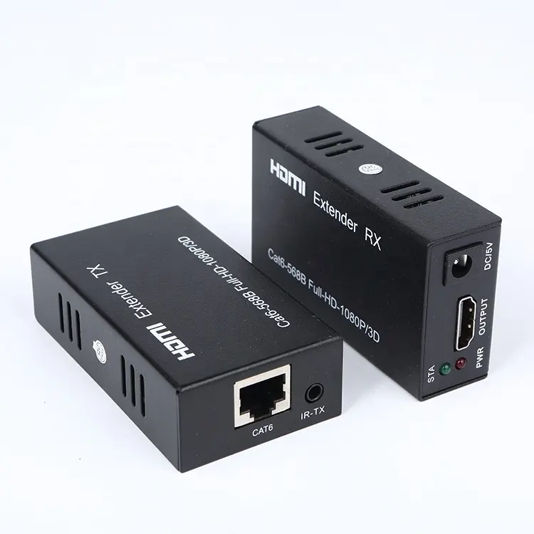 Émetteur et récepteur 60m de haute qualité HD Video & Audio Extender Over Single Cat 6 HDCP 1.2 Protocole conforme