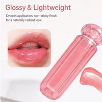 Gloss à lèvres personnalisé pour mariage, marque privée, naturel, anti-adhésif, avec logo, couvercle plat transparent rose circulaire