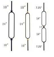 Balustres ovales décoratifs en fer forgé massif pour escaliers, avec boule dorée, pour la décoration intérieure et de balcon