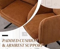 Chaise de cuisine à dossier rembourré double couche, chaise de loisirs moderne de luxe en tissu doux, chaise de salle à manger en velours côtelé avec base en métal
