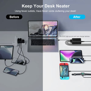 120w 5 पोर्ट डेस्कटॉप चार्जर यूएसबी टाइप सी मल्टीपोर्ट फास्ट यूएसबी चार्जिंग स्टेशन qc3.0 pd65w - Product Image 5