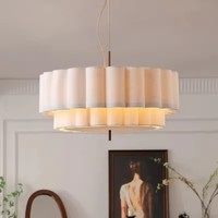 Lampes suspendues en tissu lin pour salon, cuisine, table, chambre à coucher, salle à manger, décorations intérieures, lustre LED pour plafond
