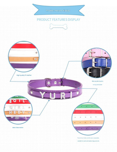 <span class=keywords><strong>Collar</strong></span> para mascotas con remache decorativo de diamantes elegante y moderno al por mayor, suministros con nombre personalizado, anillo para el cuello con letras para cachorro opcional - Product Image 5