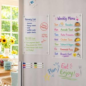 Tableau de calendrier magnétique transparent en acrylique effaçable à sec <span class=keywords><strong>pour</strong></span> réfrigérateur - Planificateur hebdomadaire et <span class=keywords><strong>liste</strong></span> d'épicerie réutilisables avec 4 aimants puissants - Product Image 6