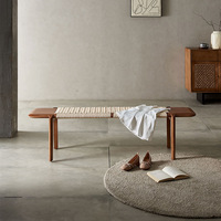 Banc de fin de lit moderne en rotin nordique, banc long pour entrée de chambre, repose-pieds pour changer de chaussures, tabouret ottoman pour magasin de vêtements ou maison