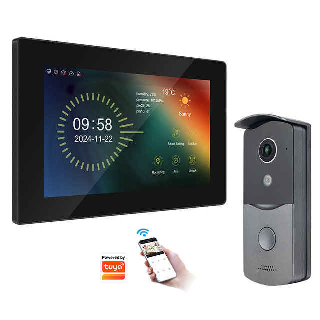 Digital Keypad Video Door Phone Tuya Smart WiFi POE Doorbell IC Card/Password Unlock 7-inch Touch Screen Night Vision for Office