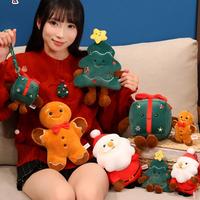 Figurines en peluche de Noël : Bonhomme en pain d'épices, Père Noël, Arbre de Noël, Renne, Bonhomme de neige – Décoration d'intérieur, Coussin, Jouet